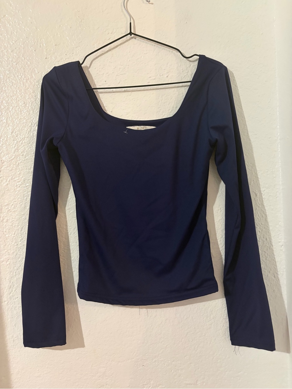 Lizette collection Navy Long Sleeve Scoop Neck Top